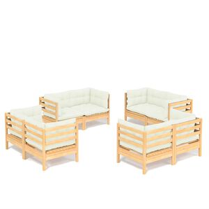vidaXL Set Salotto da Giardino 8 pz con Cuscini Crema in Legno di Pino