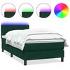 vidaXL Letto a Molle con Materasso e LED Verde Scuro 100x220 cm Velluto