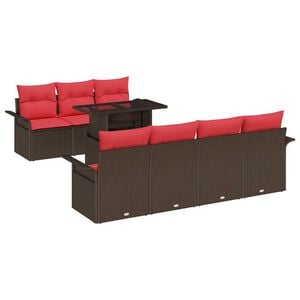 vidaXL Set Divano da Giardino 8 pz Marrone polyrattan