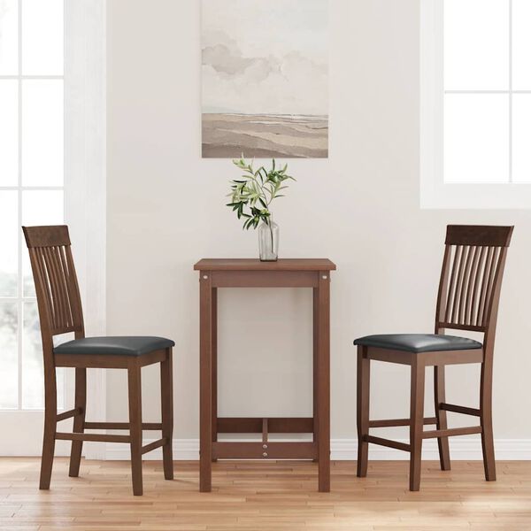 vidaXL Sgabelli da Bar con Cuscini 2pz Marrone Legno Massello di Hevea