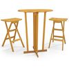 vidaXL Set da Bar Pieghevole 3 pz in Legno Massello di Teak