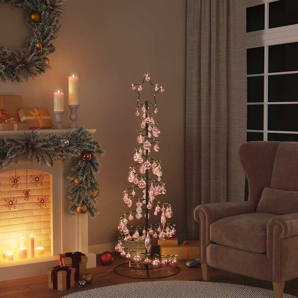 vidaXL Albero di Natale a LED con Palline 100 LED Bianco Caldo 150 cm