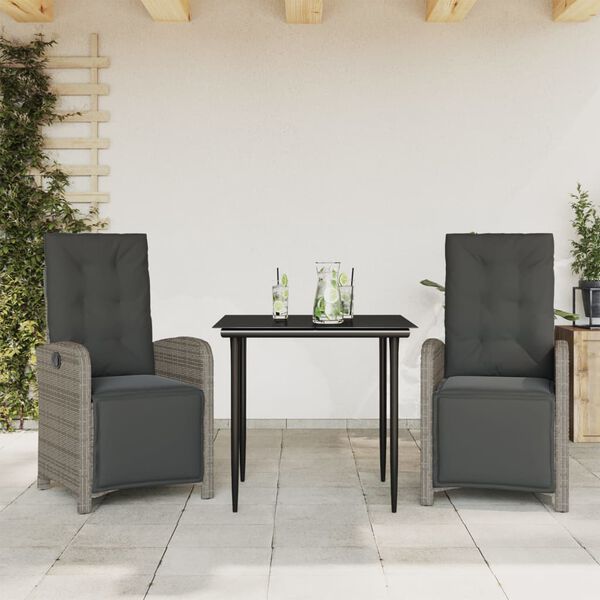 vidaXL Set da Pranzo da Giardino 5 pz con Cuscini in Polyrattan Grigio