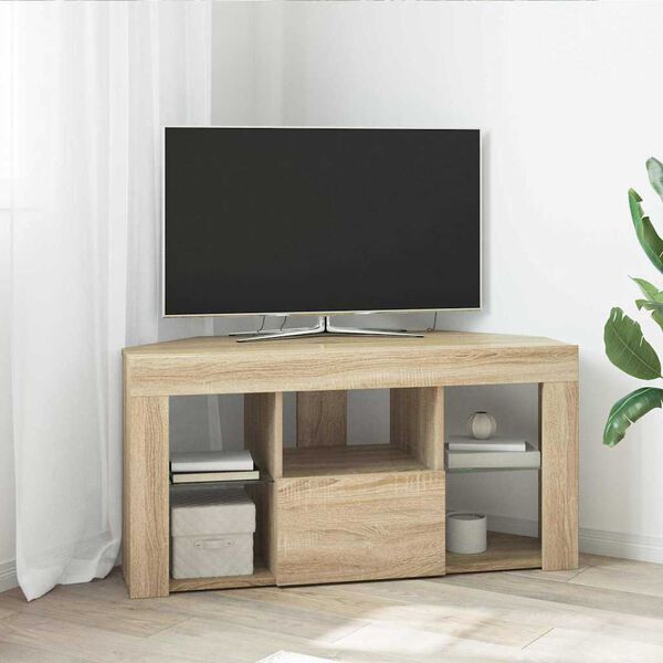 vidaXL Mobile TV LED Angolare Rovere Sonoma 100 x 40 x 50 cm