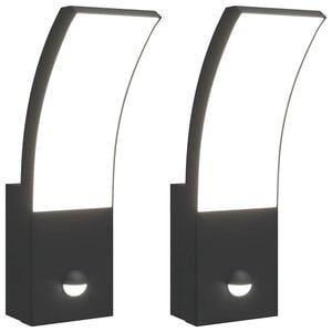 vidaXL Applique con LED e Sensore 2 pz Nere in Alluminio Pressofuso