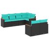 vidaXL Set Divani da Giardino 7 pz con Cuscini Nero in Polyrattan