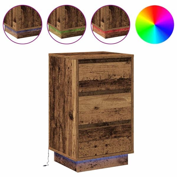 vidaXL Armadio da Notte con cassetto Legno vecchio 39 x 34,5 x 65 cm