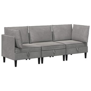 vidaXL Set di mobili per il soggiorno 3 pcs Grigio Chiaro Velluto