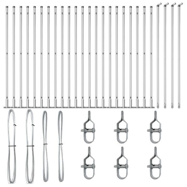 vidaXL Palo della recinzione 26 pcs Grigio 3,2 x 3,2 x 68,5 cm Acciaio