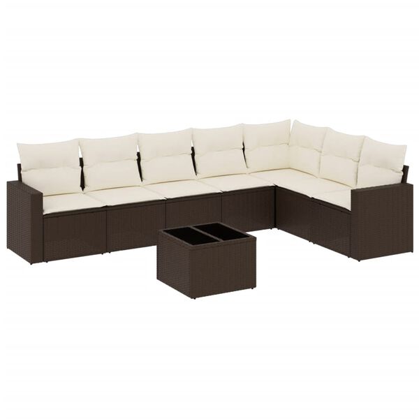 vidaXL Set Divani da Giardino 8 pz con Cuscini Marrone in Polyrattan