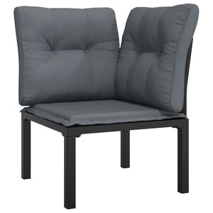 vidaXL Poltrona Angolare Giardino con Cuscini Polyrattan Nero e Grigio