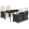 vidaXL Set da Pranzo da Giardino 5 pz Nero con Cuscini in Polyrattan
