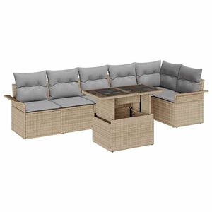 vidaXL Set Divano da Giardino con cuscino 7 pcs Beige Poly Rattan