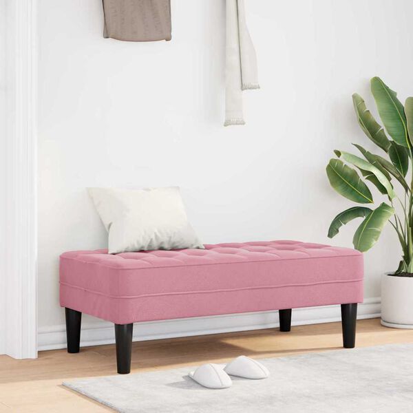 vidaXL panchina con cuscino Rosa 113 x 57 x 39 cm Velluto