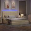 vidaXL Letto con contenitore e LED Crema 160 x 200 cm Poliestere
