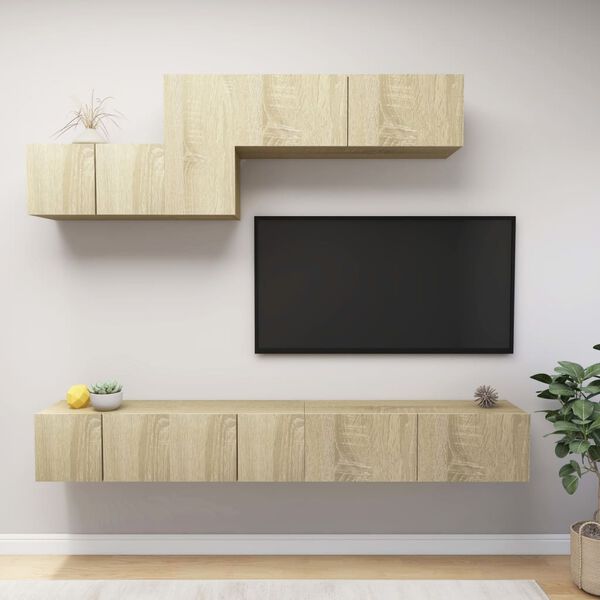 vidaXL Set di Mobili Porta TV 6 pz Rovere Sonoma in Legno Multistrato