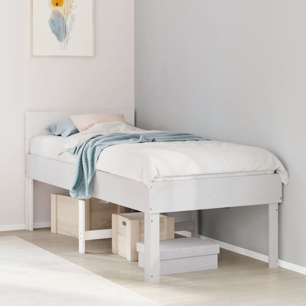 vidaXL Letto senza Materasso Bianco 90x190 cm in Legno Massello Pino