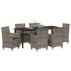 vidaXL Set da Pranzo per Giardino 7 pcs Grigio polyrattan