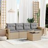 vidaXL Set Divano da Giardino 5 pz con Cuscini Beige in Polyrattan