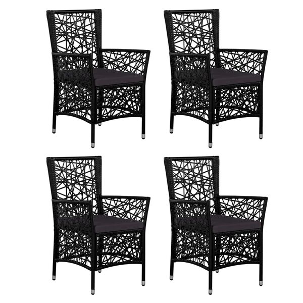 vidaXL Set da Pranzo da Giardino 5 pz in Polyrattan Nero