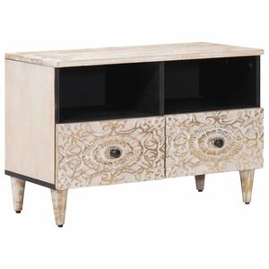 vidaXL Mobile TV Bianco 70 x 33,5 x 46 cm Legno di mango massello