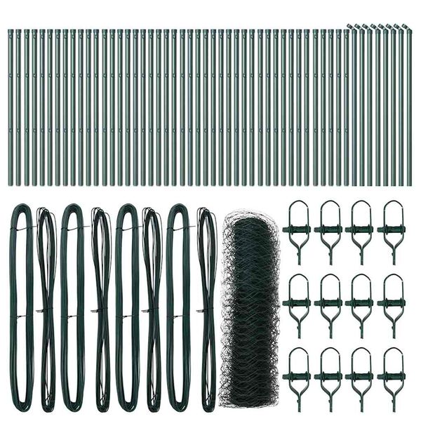 vidaXL Recinzione con pali. Verde 0.4 x 100 m Acciaio rivestito in PVC