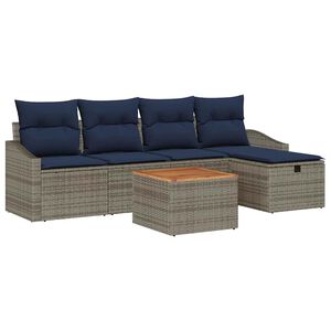 vidaXL Set Divano da Giardino con cuscino 6 pcs Grigio Poly Rattan