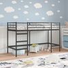vidaXL Struttura del letto loft per bambini Nero 74,5 x 190 cm Acciaio