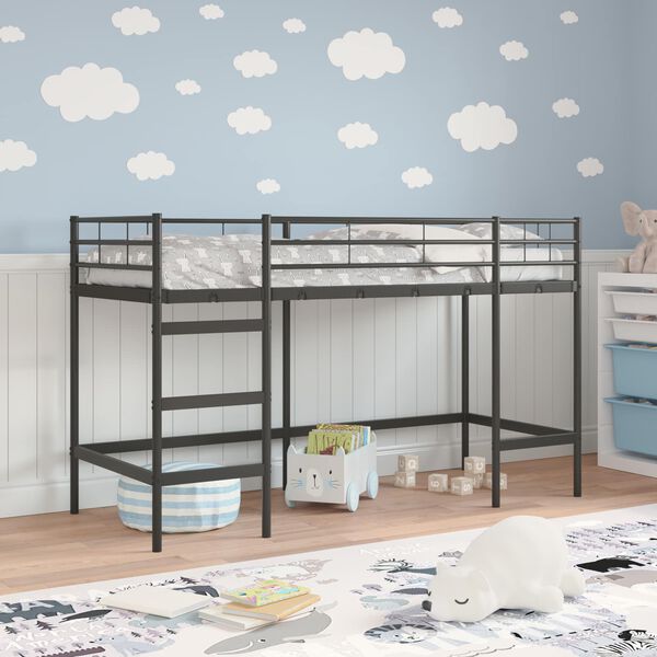vidaXL Struttura del letto loft per bambini Nero 74,5 x 190 cm Acciaio
