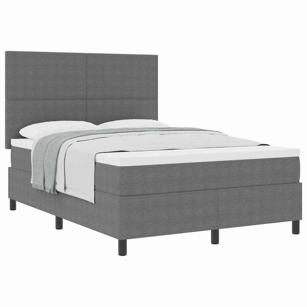 vidaXL Letto a molle con testiera Grigio chiaro e bianco 140 x 190 cm
