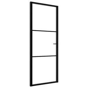 vidaXL Porta da Interno ESG Vetro e Alluminio 76x201,5 cm Nera