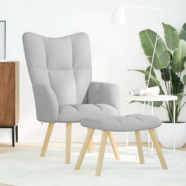 vidaXL Sedia Relax con Poggiapiedi Grigio Nuvola in Tessuto