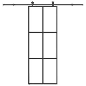 vidaXL Porta Scorrevole con Ferramenta 76x205cm Vetro ESG Alluminio