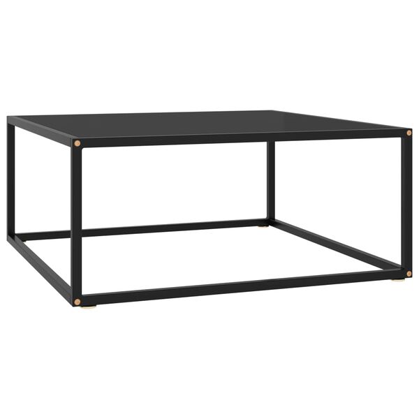 vidaXL Tavolino da Salotto Nero con Vetro Nero 80x80x35 cm