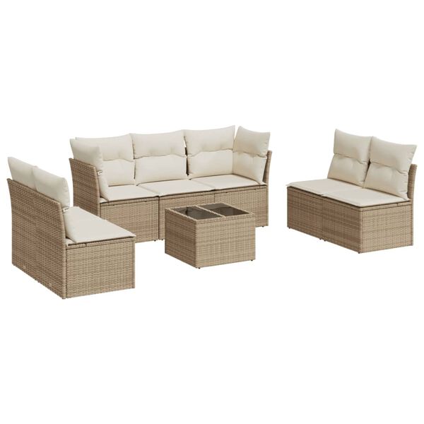 vidaXL Set Divano da Giardino 8 pz con Cuscini Beige in Polyrattan