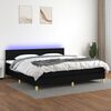 vidaXL Letto a Molle Materasso e LED Nero 200x200cm in Tessuto