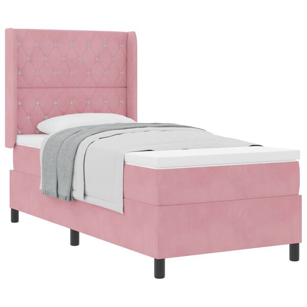 vidaXL Letto a molle con materasso Rosa 90 x 190 cm Velluto