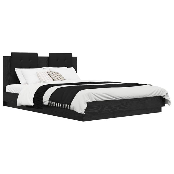 vidaXL Struttura letto con testata Rovere Nero 160 x 200 cm