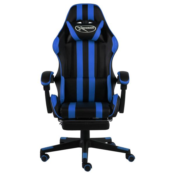 vidaXL Sedia da Gaming con Poggiapiedi Blu e Nera in Similpelle