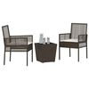 vidaXL Set Bistro da Giardino 3 pcs Marrone polyrattan
