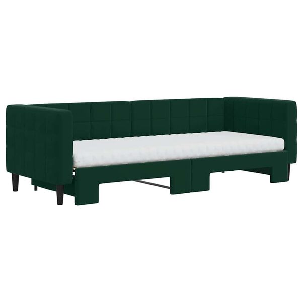 vidaXL Divano Letto Estraibile Materassi Verde Scuro 80x200 Velluto