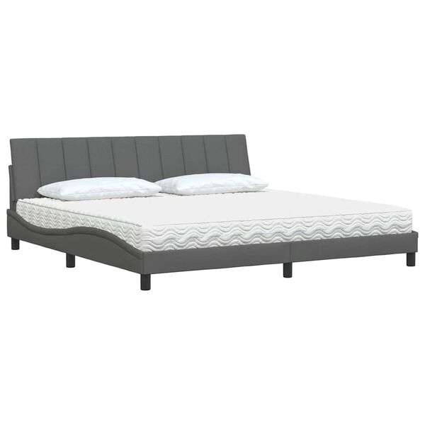 vidaXL Letto con Materasso Hanko Grigio Scuro 200x200 cm in Tessuto