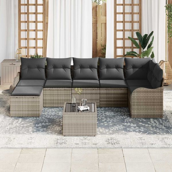 vidaXL Set Divano da Giardino 8 pcs Grigio chiaro Poly Rattan