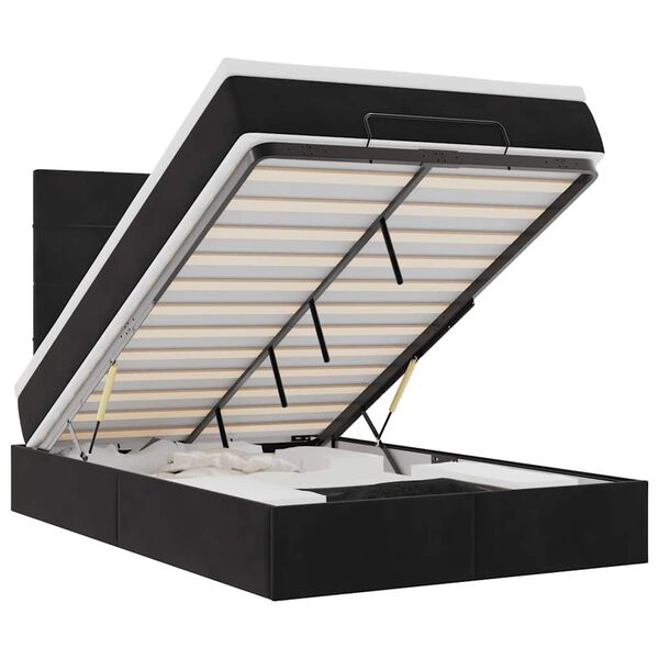 vidaXL Struttura Letto Pouf con Materassi Nero 120x190 cm Velluto