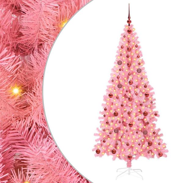 vidaXL Albero di Natale con 300 LED con supporto Rosa 210 cm PVC