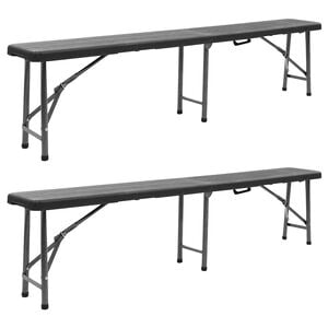vidaXL Panchine da Giardino Pieghevoli 2 pz 180 cm in HDPE Nere