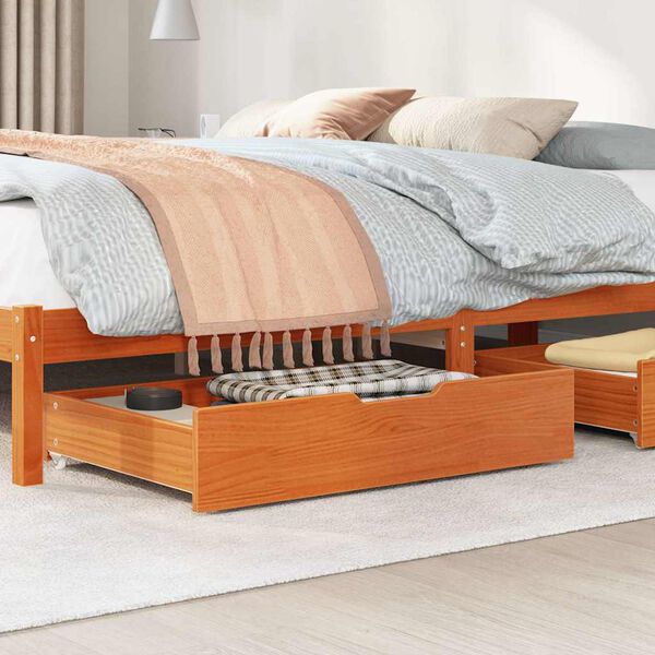 vidaXL Cassettoni per Letto 2pz Marrone Cera 85x55x17 cm Legno di Pino