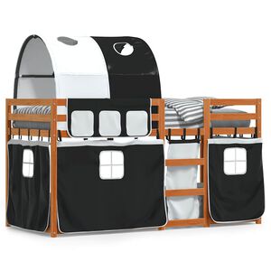 vidaXL Letto a Castello senza Materasso Bianco e Nero 90x200cm in Pino