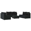 vidaXL Set Divani da Giardino 7 pz con Cuscini in Polyrattan Nero