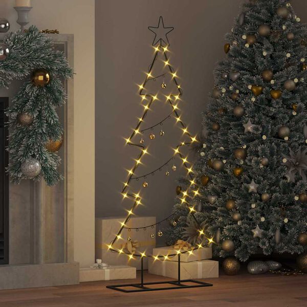 vidaXL Albero di Natale in metallo con supporto Nero 125 cm Acciaio